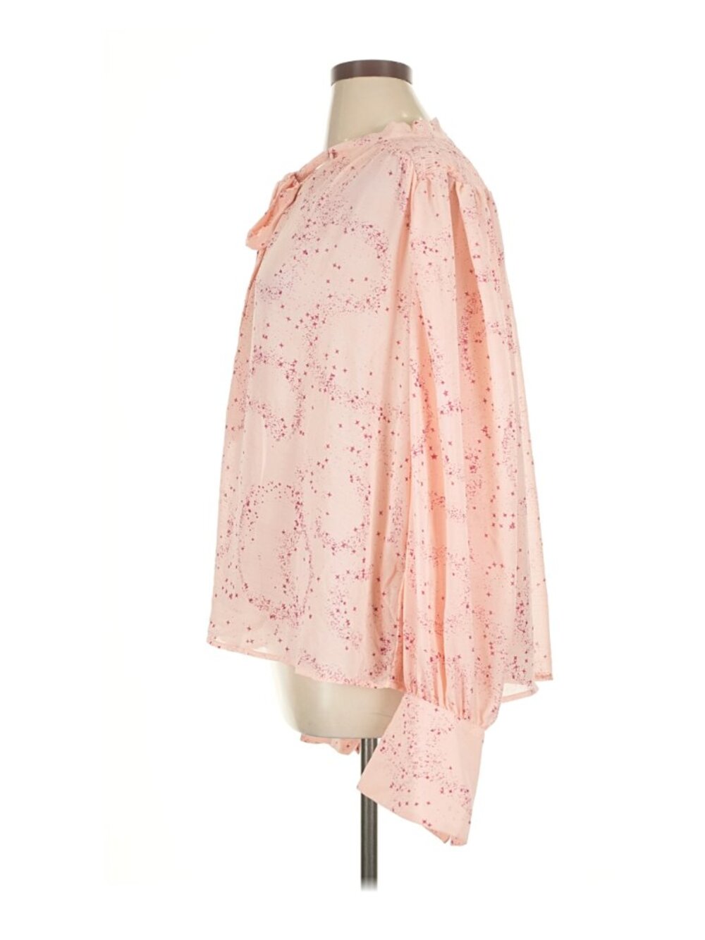 Free People Women's "Stars Align" Printed Tie-Neck Top in Peach - Size XL - Picture 10 of 13